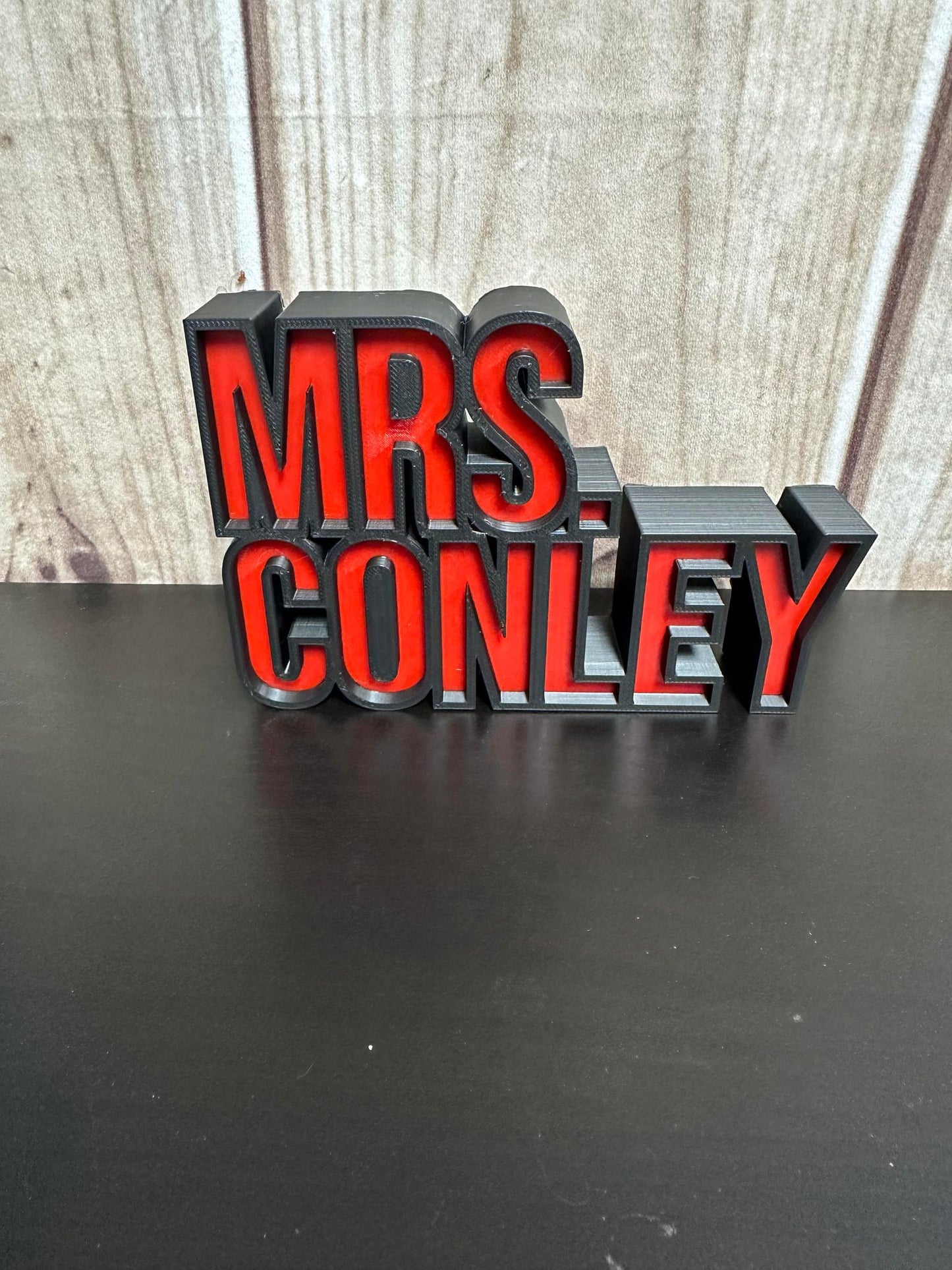 3D Printed Name Plate - Basic Lettering - Red and Black