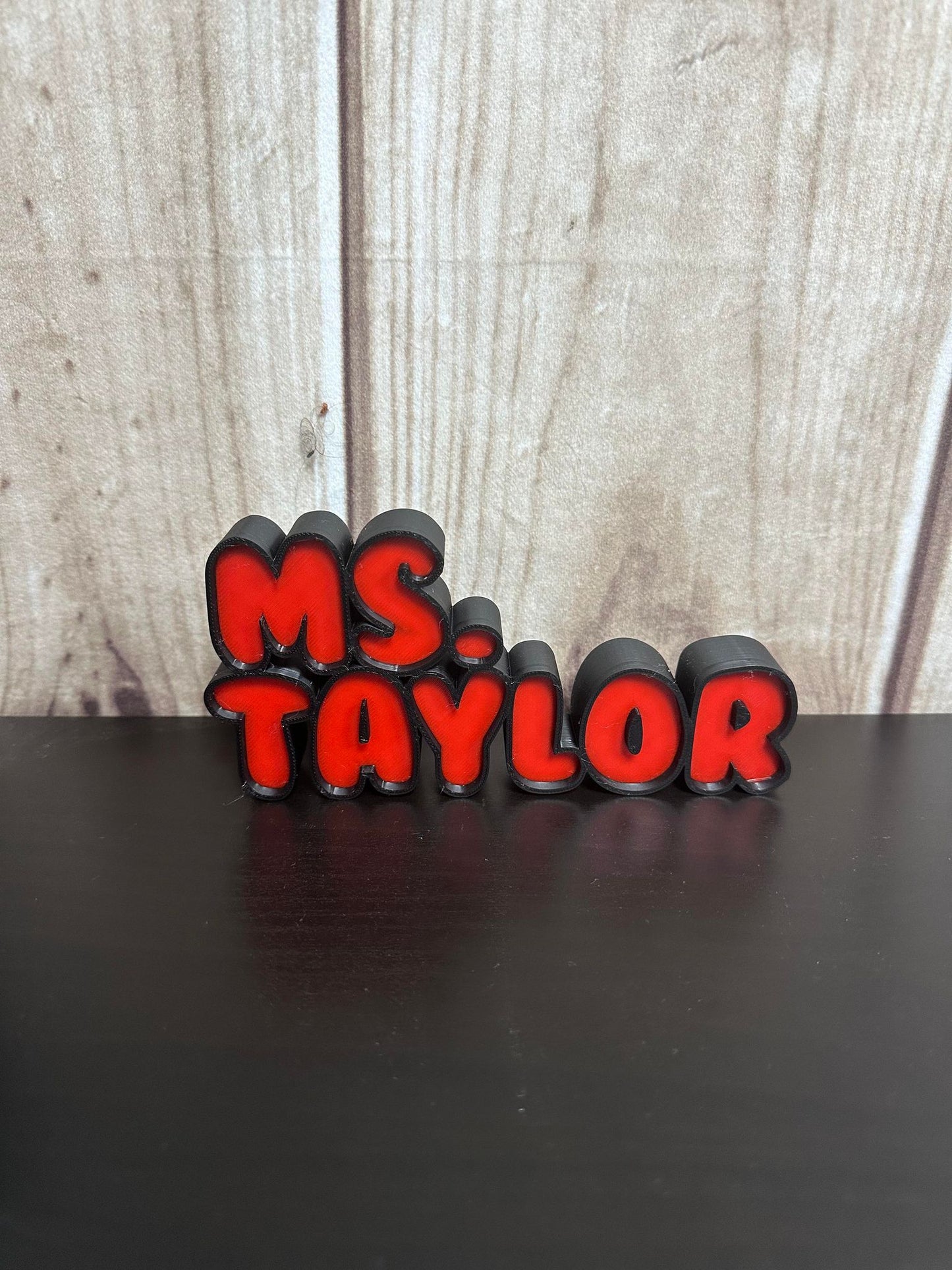 Desk Name Plate in Fun Bubble Letters