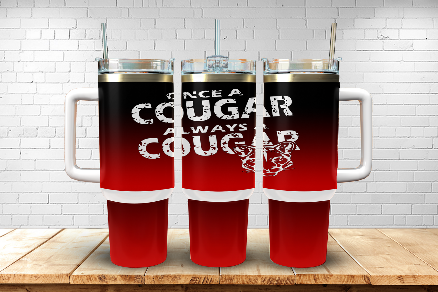 40oz Tumbler - Once A Cougar Always A Cougar