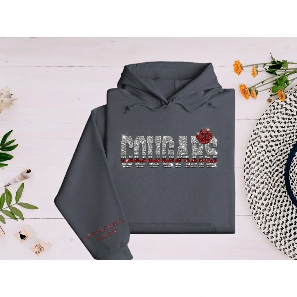 Glitter Hoodie - Stripped Cougar Design - Youth and Adult Sizes