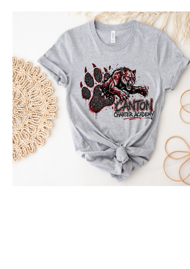 Short Sleeve Polyester T-Shirt - Faux Glitter Cougar Jumping Through Paw Design - Youth and Adult Sizes