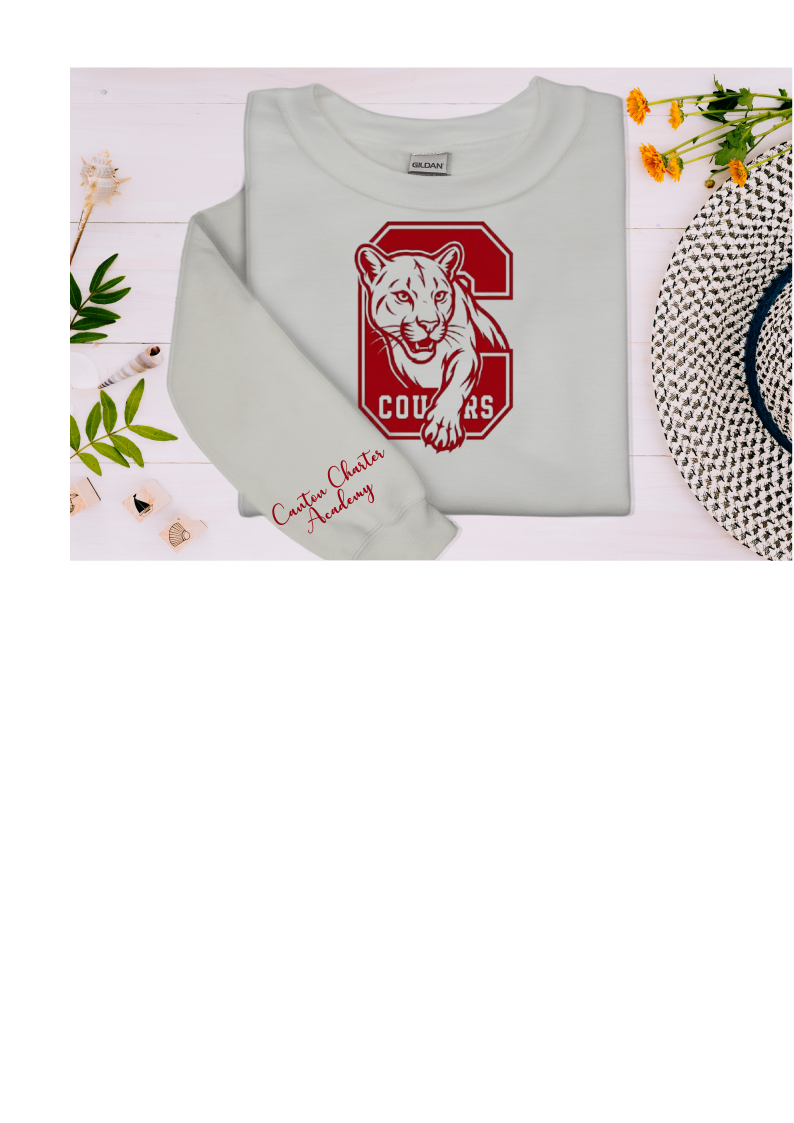 Light Gray Sweat Shirt with Cougar Walking Through Big C - Youth and Adult Sizes
