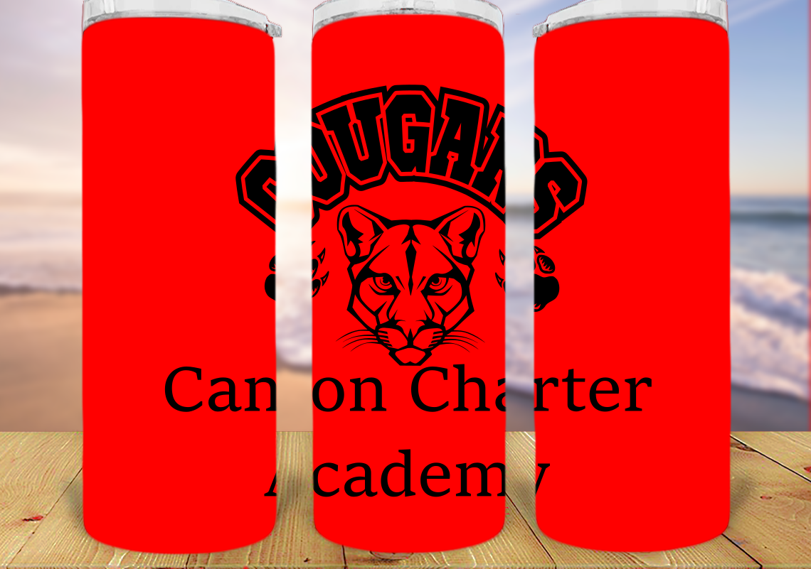 20oz Skinny - Red Tumbler with CCA and Cougars Logo