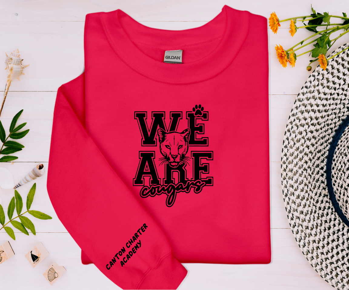 Sweat Shirt - We Are Cougars - Sleeve Detail Included - Youth and Adult Sizes Available