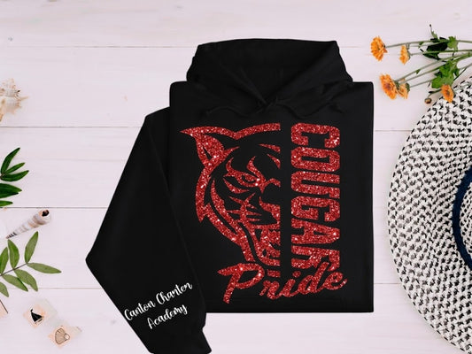 Glitter Hoodie - Cougar Pride Design - Youth and Adult Sizes