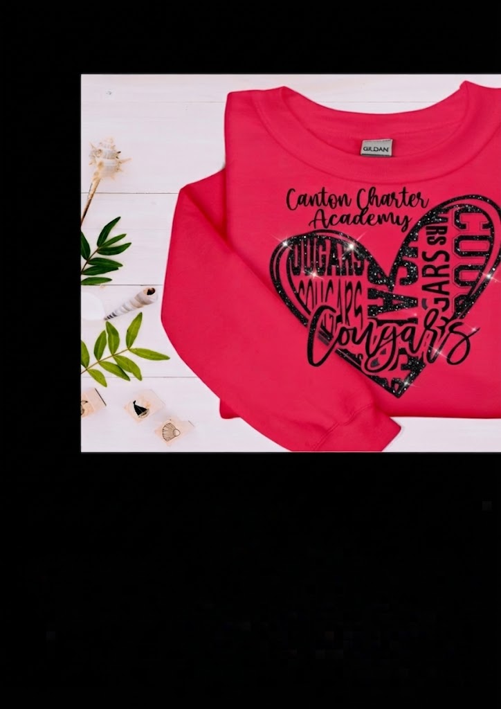 Glitter Sweat Shirt - Multi-Font Cougars Heart Design - Youth and Adult Sizes