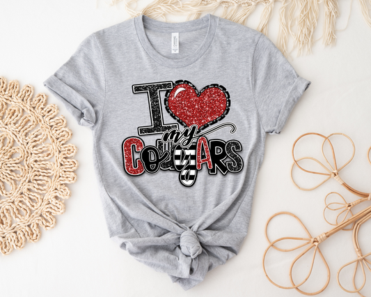 I Love My Cougars - Light Gray Short Sleeved T-Shirt - Youth and Adult Sizes Available