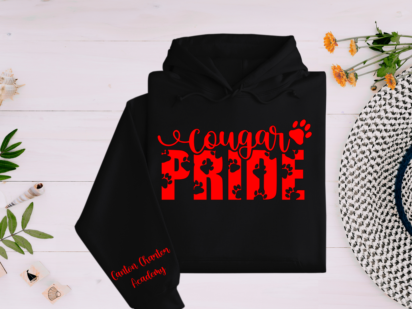 Hoodie - Cougar Pride - Sleeve Detail - Youth and Adult Sizes