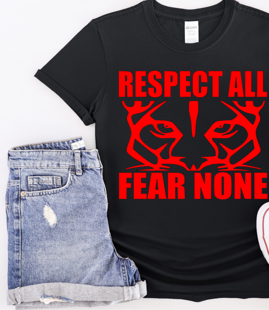 Black Short Sleeve - 100% Cotton - Vinyl T-Shirt - Respect all Fear None - Toddler, Youth and Adult
