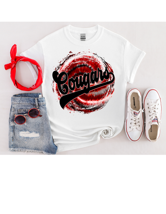 Sublimation Short-Sleeve T-Shirt - Tie Dye Cougars - Youth and Adult Sizes