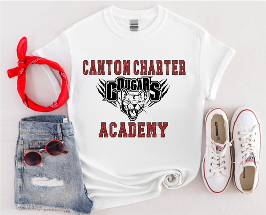 CCA Glitter Lettered Cougar Short Sleeved T-Shirt - Youth and Adult Sizes