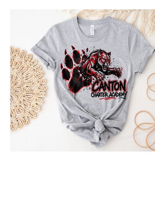 Short Sleeve Polyester T-Shirt - Cougar Jumping Out of Paw Design - Youth and Adult Sizes