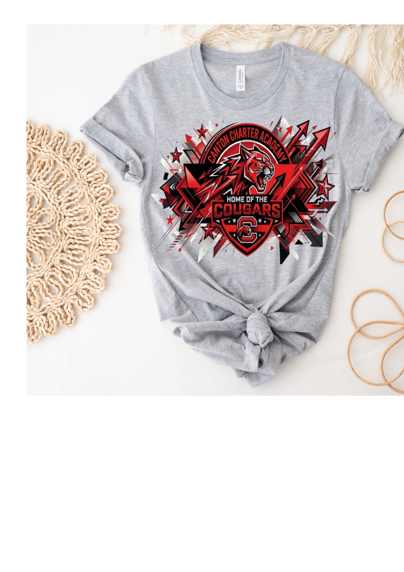 Short Sleeve Polyester T-Shirt - Cougars Arrows Design - Youth and Adult Sizes