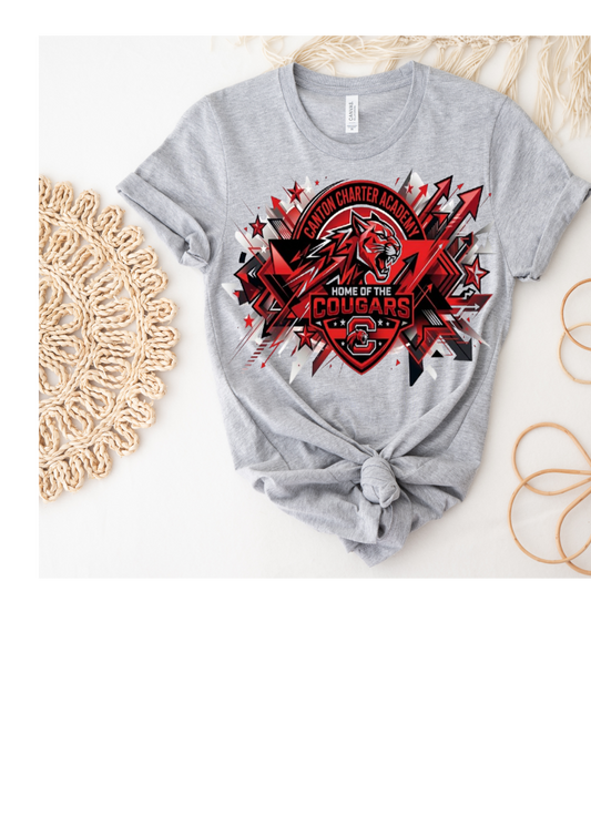 Short Sleeve Polyester T-Shirt - Cougars Arrows Design - Youth and Adult Sizes