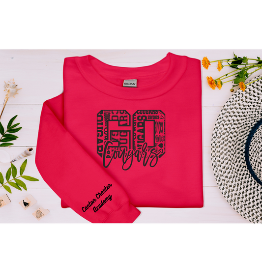 Sweat Shirt - Go Cougars - Sleeve Detail - Toddler, Youth and Adult Sizes Available