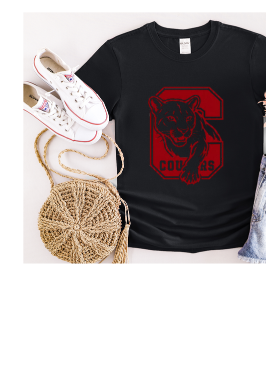Short Sleeve T-Shirt - Cougar Walking Through Big C - Youth and Adult Sizes