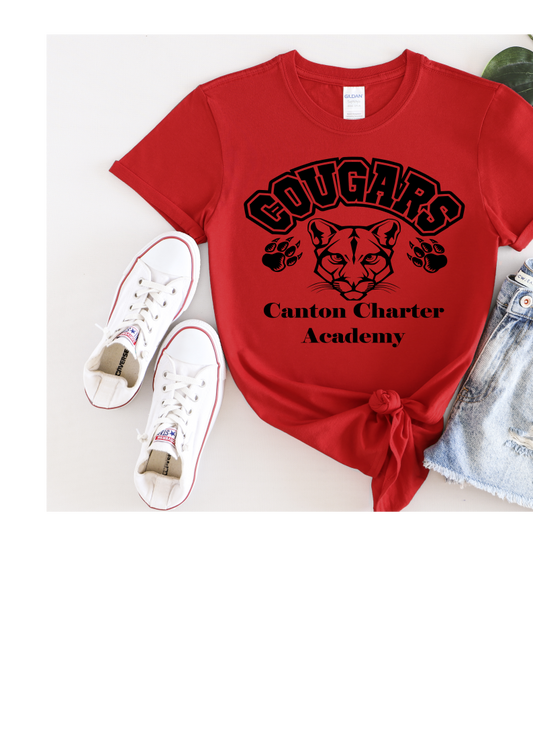 Short Sleeve T-Shirt - Original Cougar Mascot Design - Youth and Adult Sizes