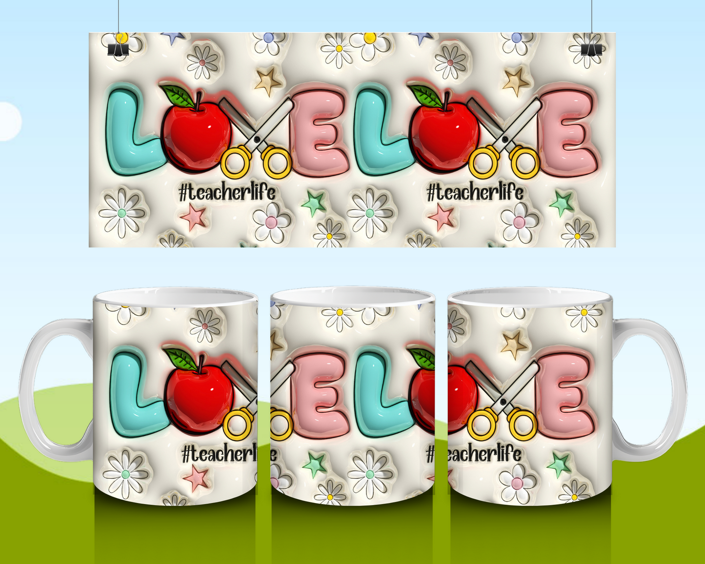 15oz Teacher Life - Inflated/Bubble Effect - Coffee Mug