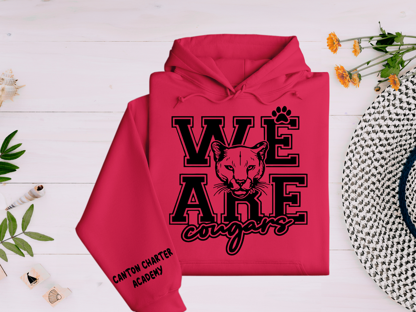 Hoodie - We Are Cougars - Sleeve Detail - Youth and Adult Sizes