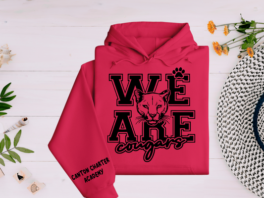 Hoodie - We Are Cougars - Sleeve Detail - Youth and Adult Sizes